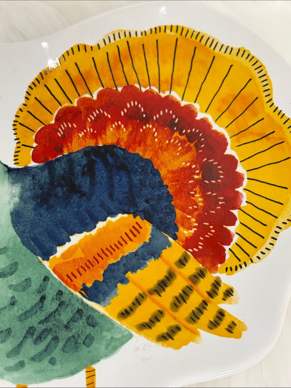 Colorful Turkey Ceramic Serving Dish - Multicolor - Picture 4 of 8